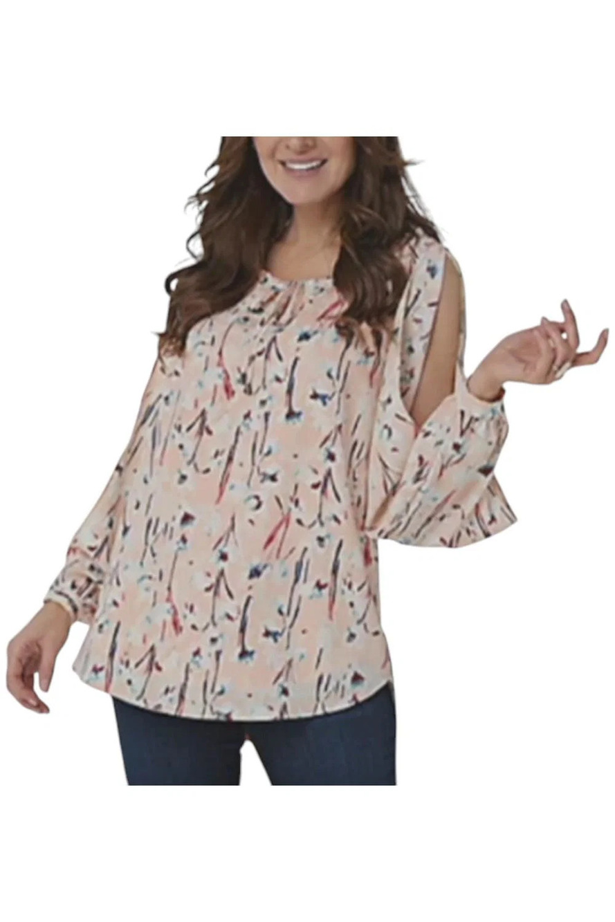 Haute Hippie Tribe Women's Printed Long Sleeve Top Peach Floral - Regular